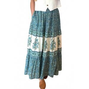 NEW MAHILA tani maxi skirt in green multi